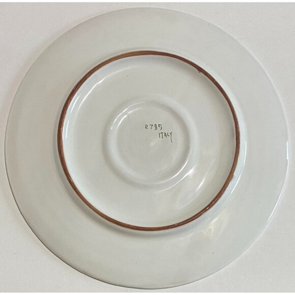 (2) 8" R 785 Round Glazed Salad Dessert Bread Plates Made In Italy Floral Flower - Picture 2 of 4